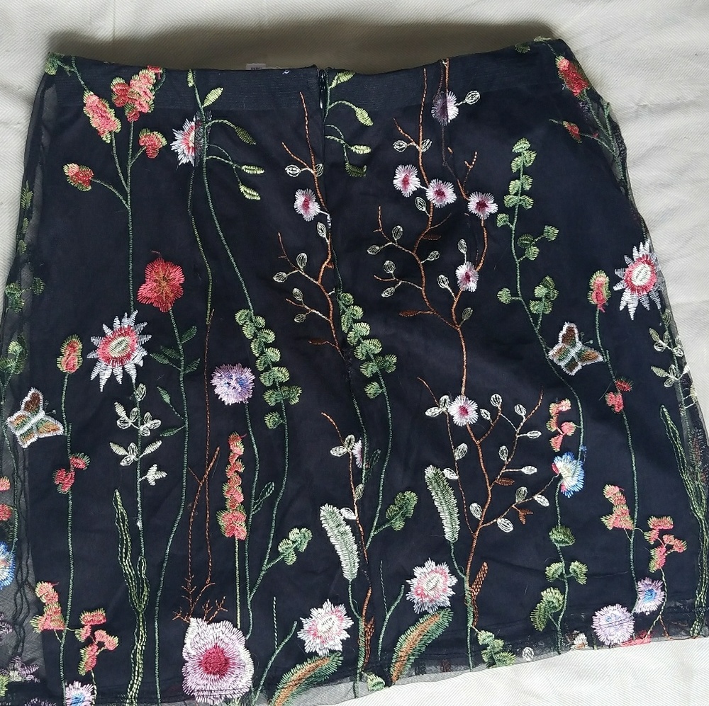 Black floral skirt